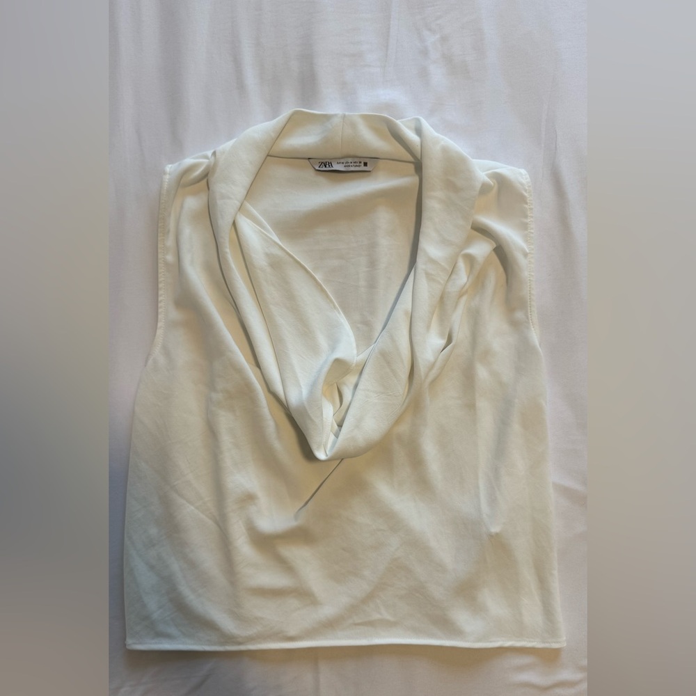 Zara Cream Drape Neck Blouse